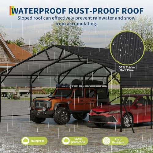 Heavy Duty Metal Carport 20 x 20 ft Outdoor Car Shelter Garage for Boats
