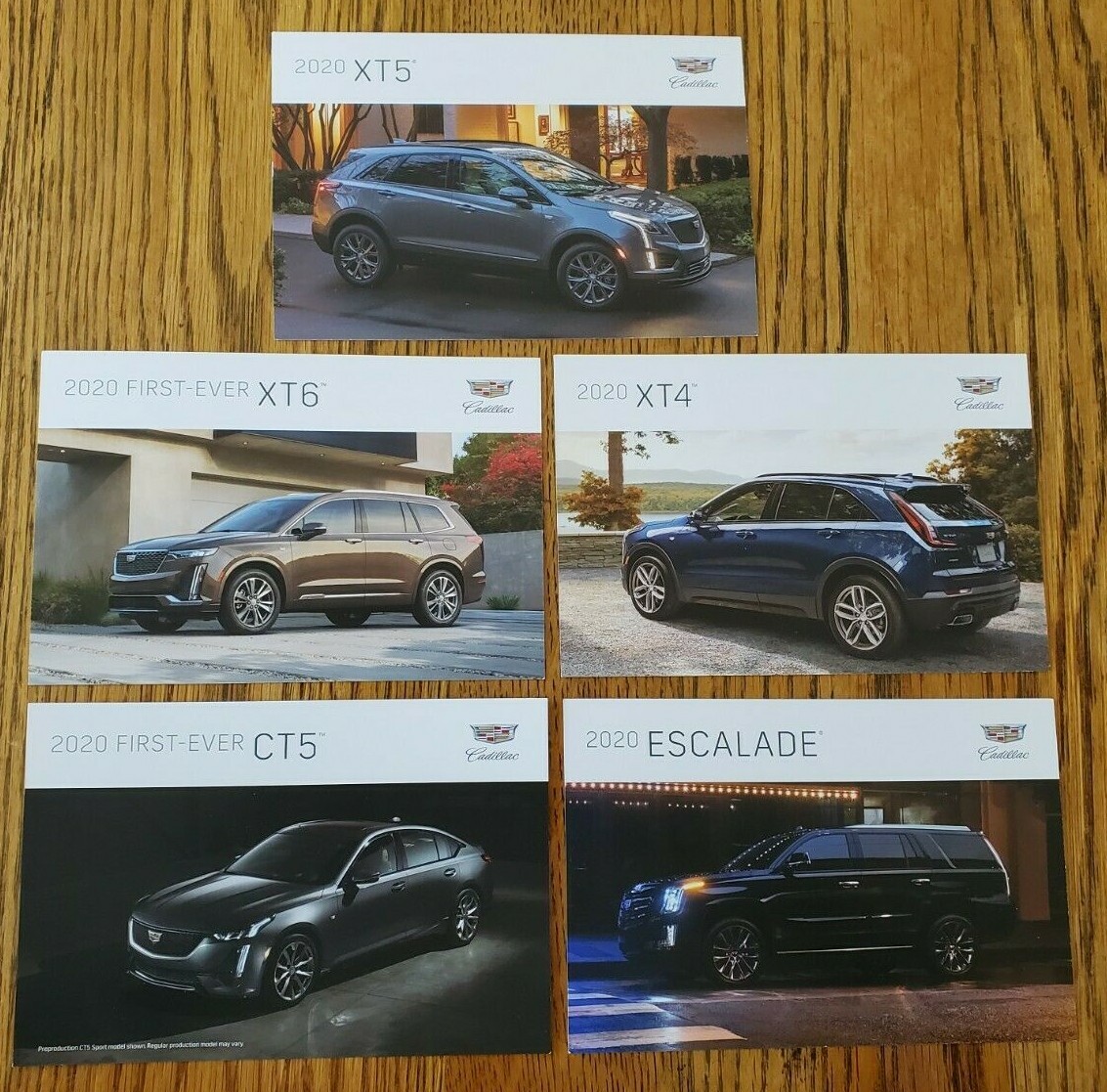 2020 Cadillac Dealer Promotional 5 Postcard Set - Escalade, XT4, XT5, XT6, CT5