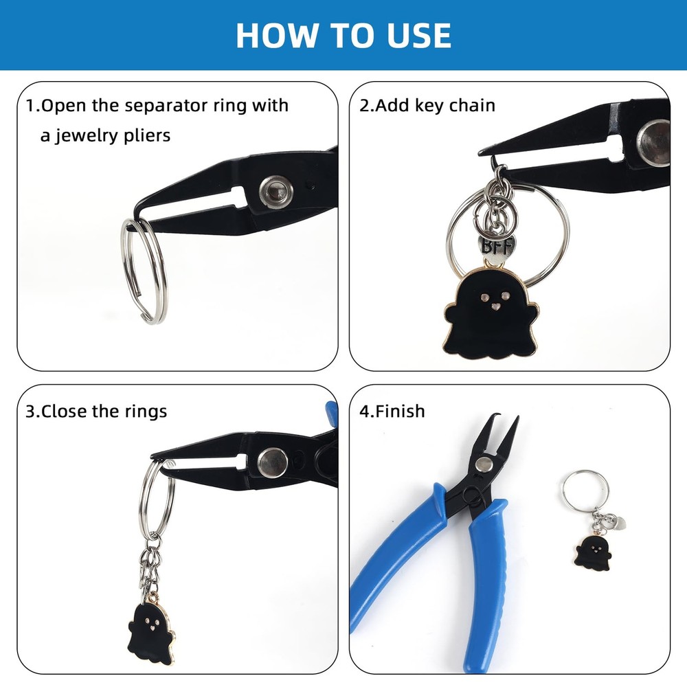 Split Ring Pliers Jewelry Making Tools Jump Ring Opener Tool Keychain Pliers ...
