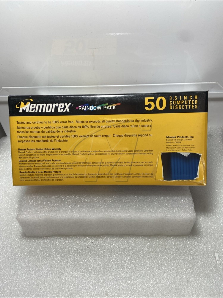 50 Memorex HD Mac Formatted 3.5" Computer Diskettes ~ Rainbow Pack ~ Sealed
