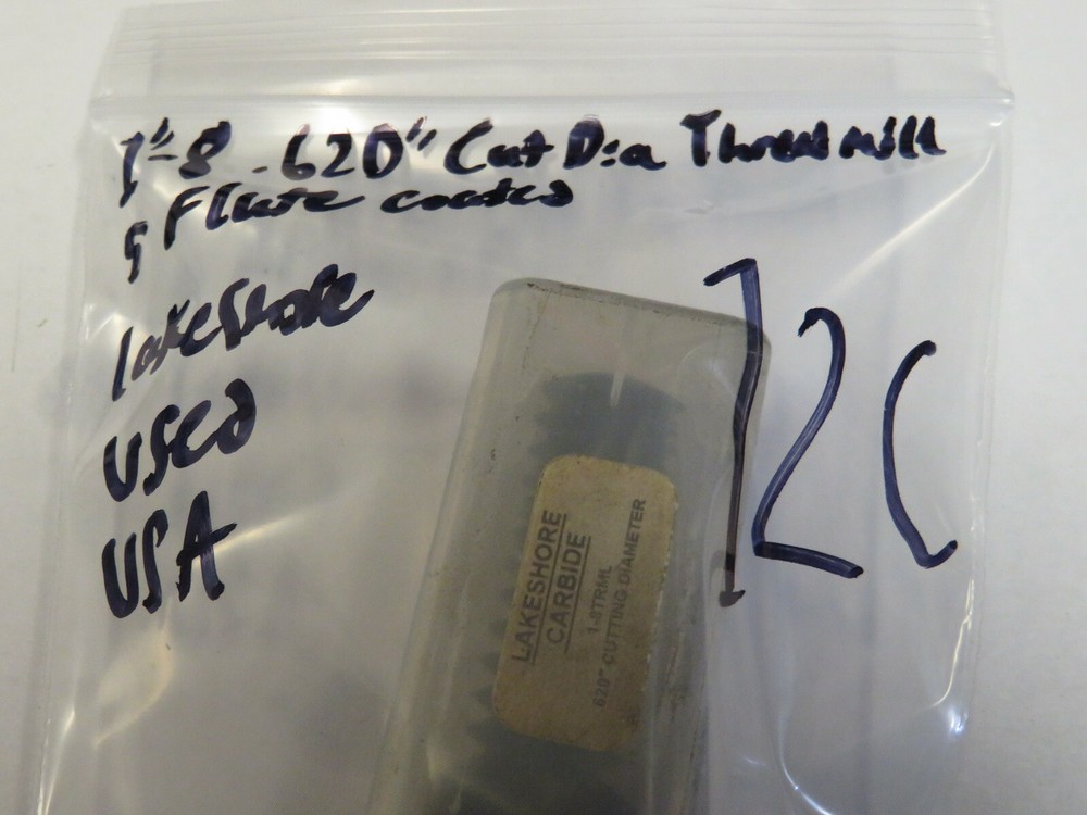 1"-8 .620" Cut Dia 5 Flute Helical Thread Mill, Coated