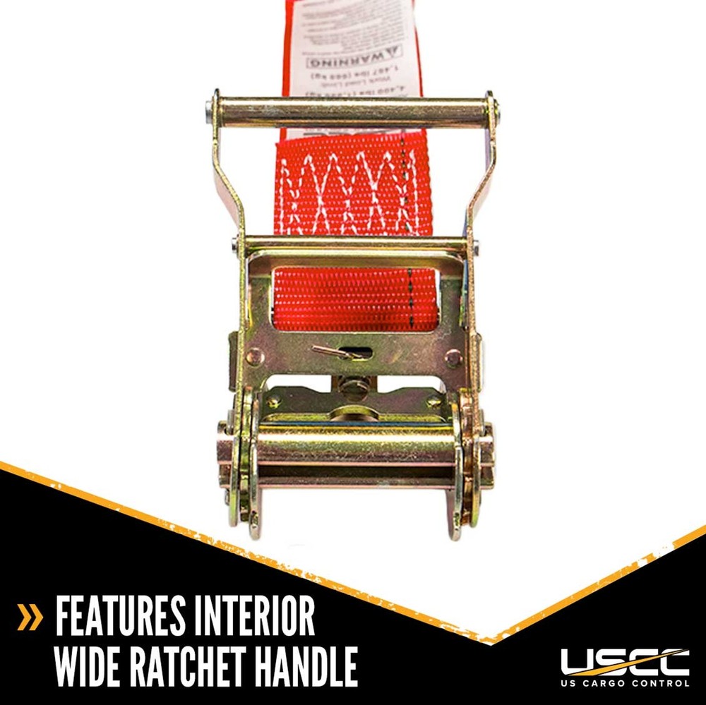 USCC 2" X 15' Endless Ratchet Straps - Red