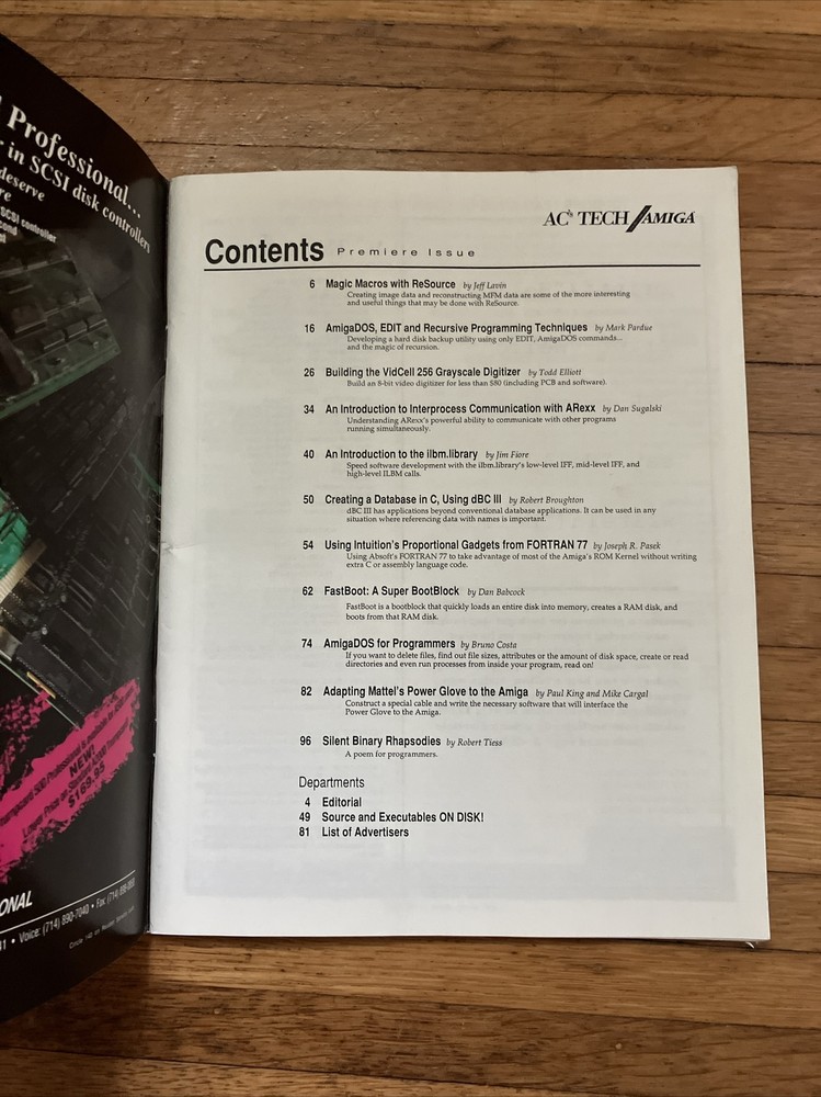 AC's TECH Commodore Amiga Magazine Premiere Issue Volume 1 Number 1 with Disk