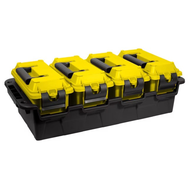 Heavy Duty Stackable Tool Box AMMO Organizer Case, 4 Compartment Water Resistant