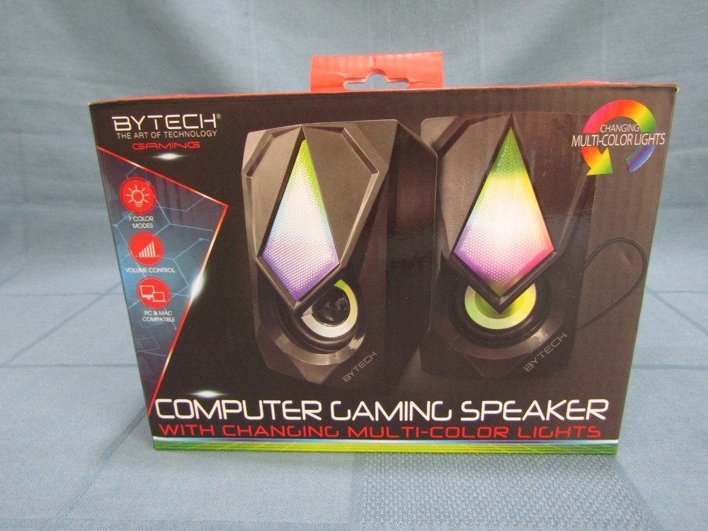 BYTECH COMPUTER GAMING SPEAKERS WITH CHANGING RGB MULTI-COLOR LED LIGHTS B