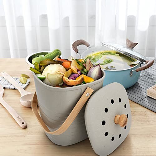 Bamboo Fiber Kitchen Compost Bin (Grey) Gray