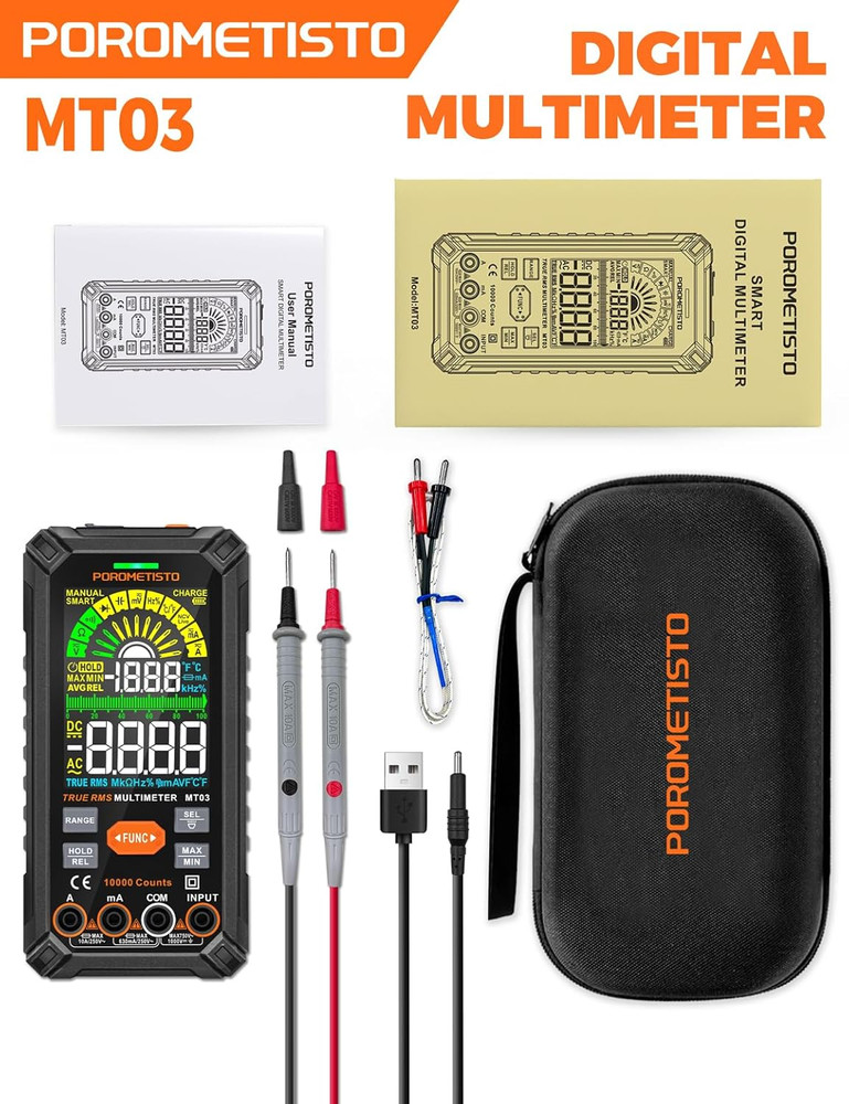 Digital Multimeter Tester 10000 Counts, Smart Multimeter Rechargeable, Auto-Rang