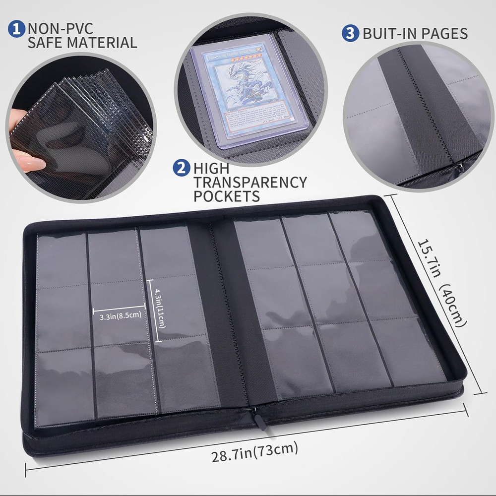 Toploader Binder for 324 Cards, 9 Pockets, Blue Storage Solution