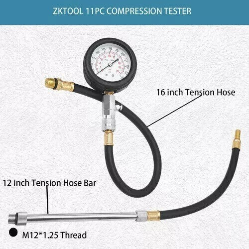 Car Engine Cylinder Compression Tester Kit 0-300 PSI Diagnostic Tool Set