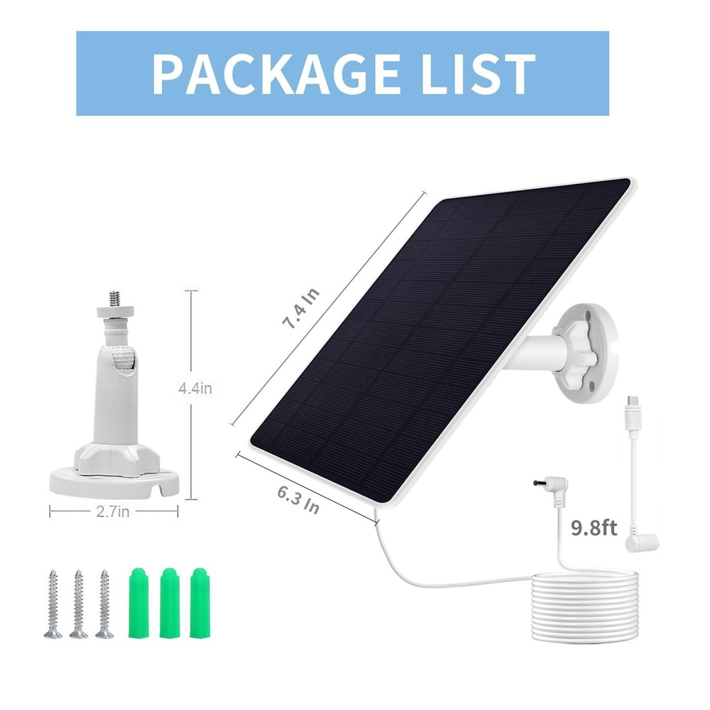 Ring Camera Solar Panel Charger, Compatible with Stick Up Camera, 2Pack