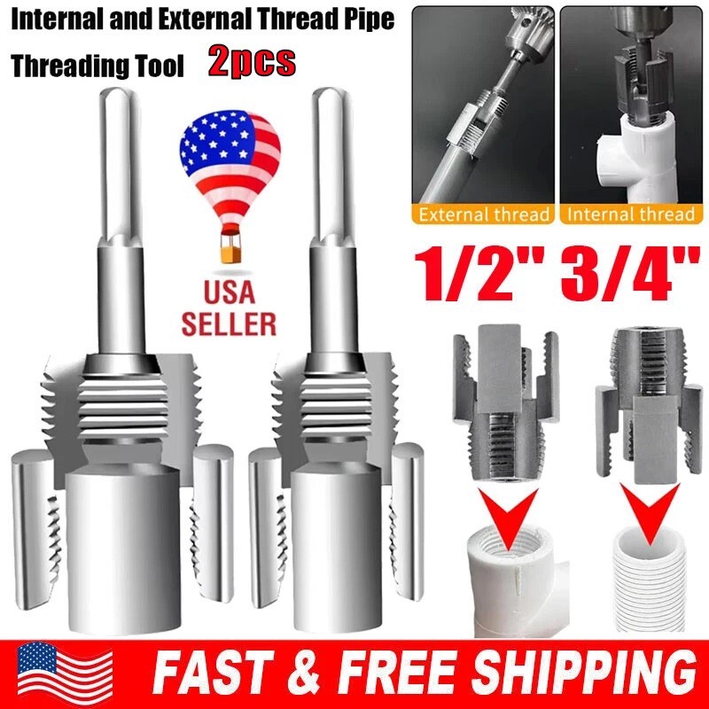 2X Integrated Internal & External Pipe Threading-Tool, PVC Pipe Threader Kit US.