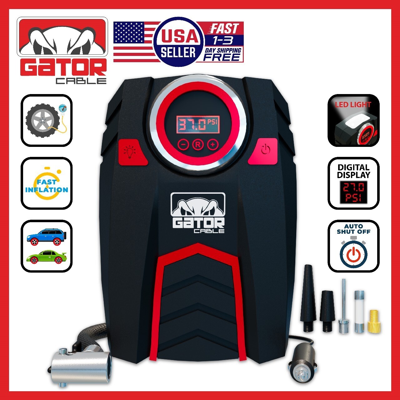 Car Tire Air Pump Inflator Compressor Digital Electric Auto Portable 150PSI 12V