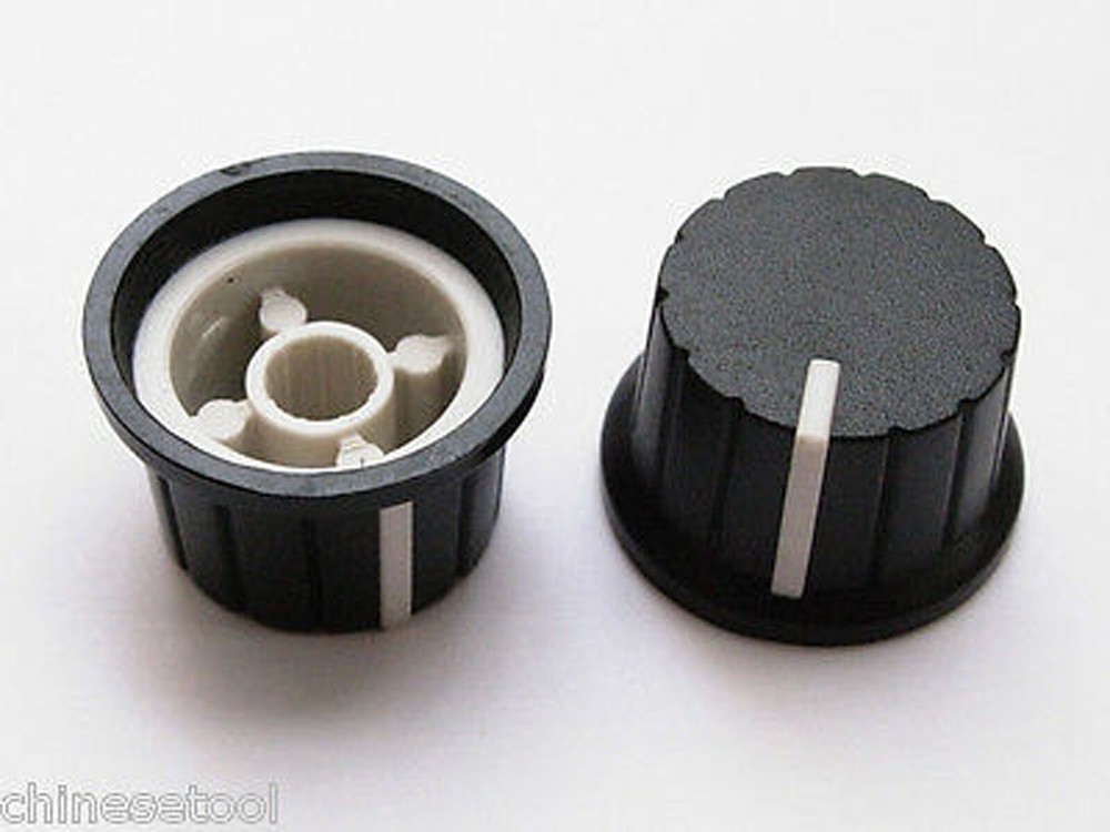 24pcs Plastic Knobs VOLUME TONE CONTROL KNOB 15mmX24mm Black&White