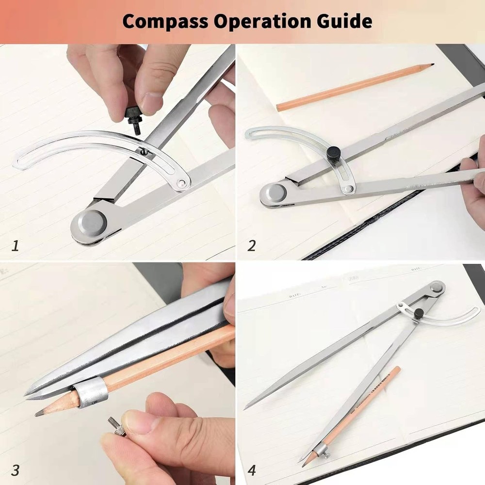 12 inch Compass for Geometry, Woodworking, Precision 12in
