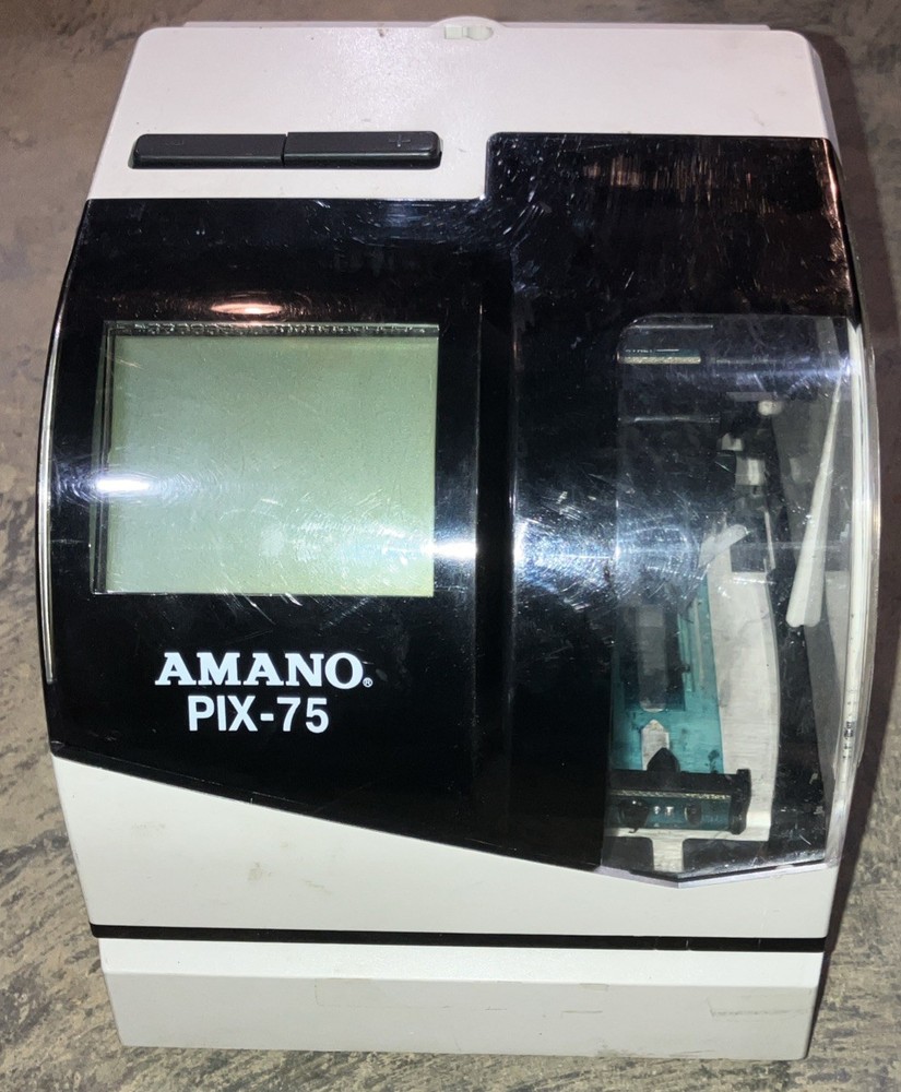 Amano Pix-75 Electronic Punch Atomic Time Clock TESTED (UNIT ONLY NO PSU/CABLES)