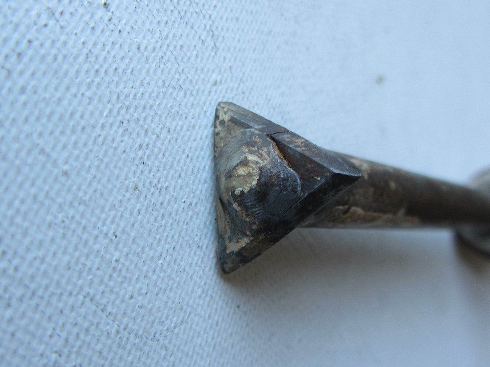 Vintage Triangular Paint Scraper Wood Handle 9" End to End 1/2" Blade Edge