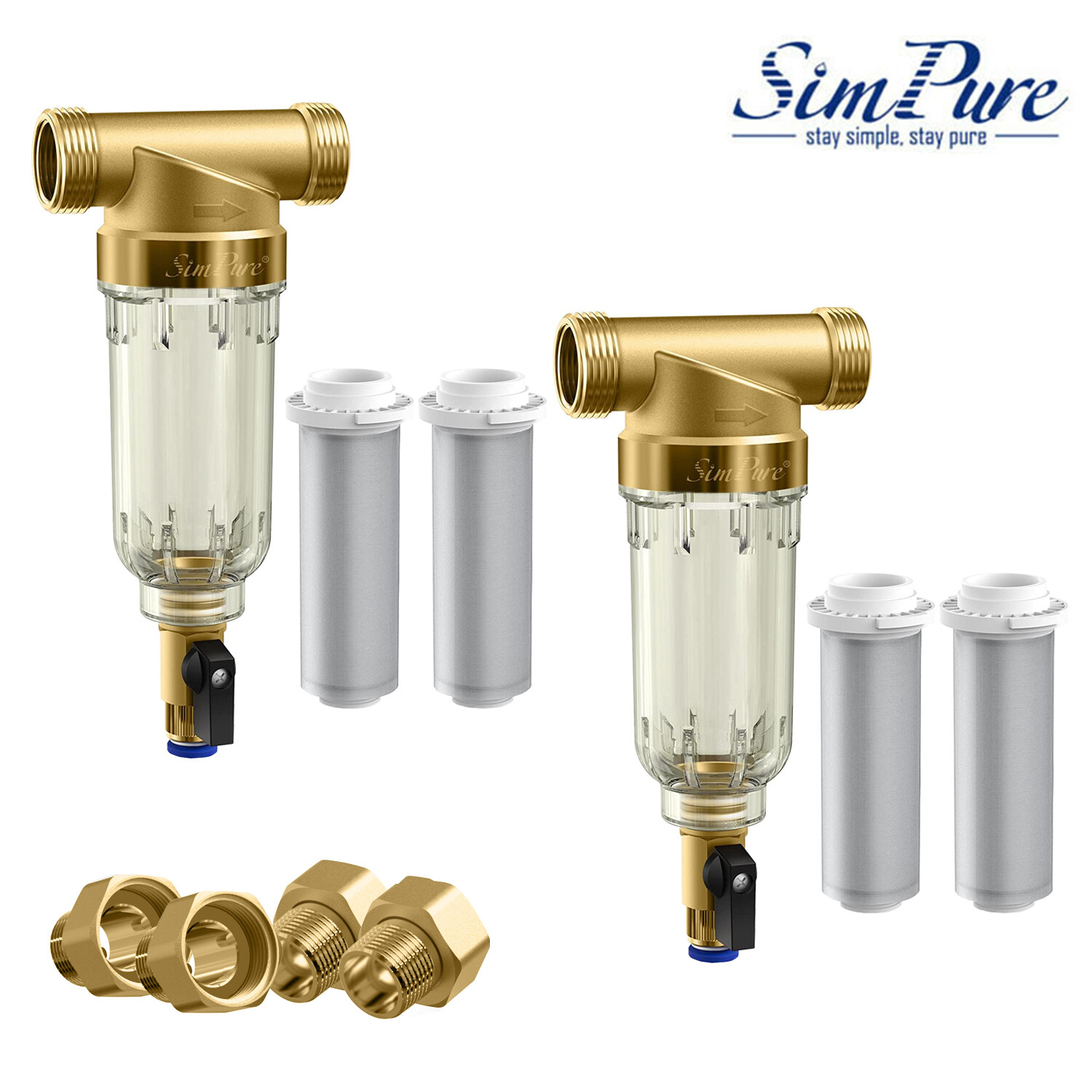 2Pack Reusable Whole House Spin Down Water Filter Sediment Pre-Filter System