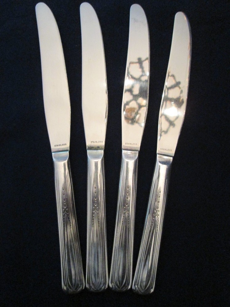 SET 4 DINNER KNIVES! Vintage CATHEDRAL silverplate: CAD1 pattern: EXC