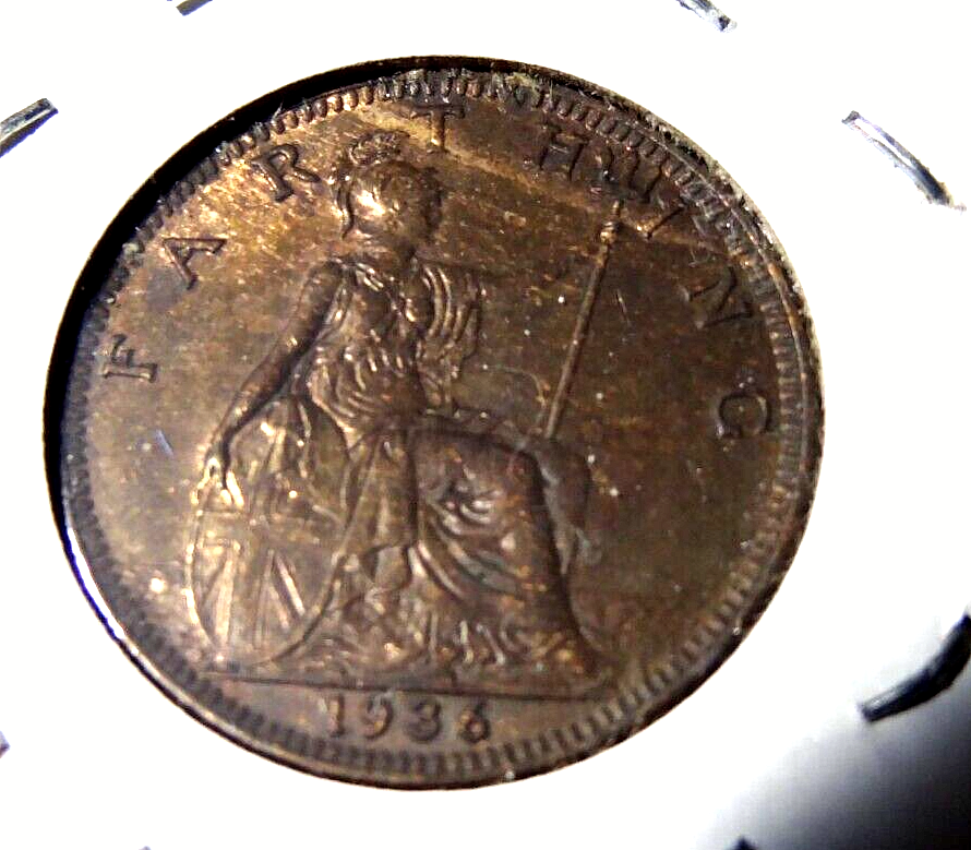 1936 GREAT BRITAIN FARTHING - AU/UNC