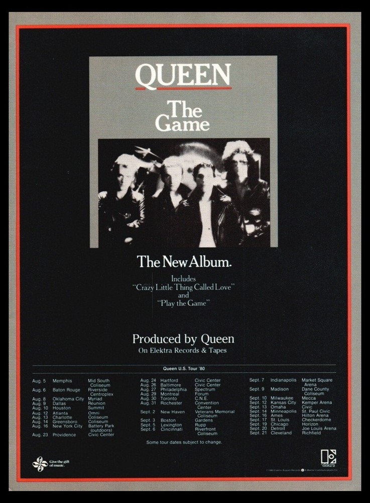 1980 Queen- The Game-print ad / mini-poster-Vintage Rock music ORIG.