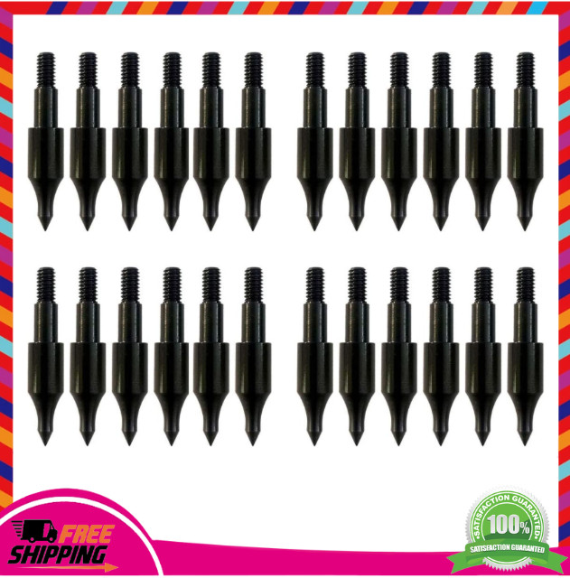 24 Archery Field Tips 100 Grain Screw-in Points for Compound Bow & Crossbow