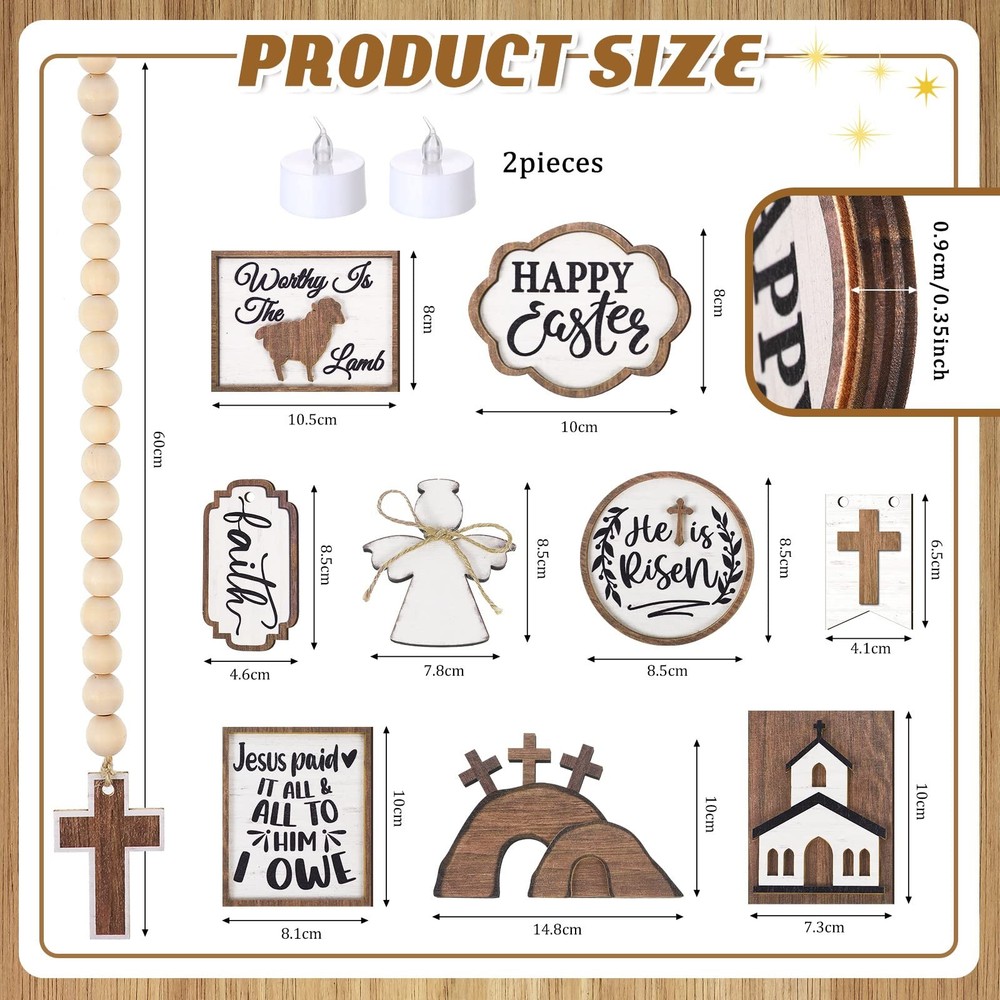 Amyhill 17 Pcs Easter Tiered Tray Decor Religious Multicolor