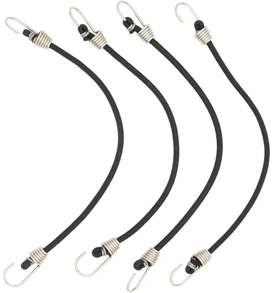 10" Mini Black Bungee Cords - 4 Pack