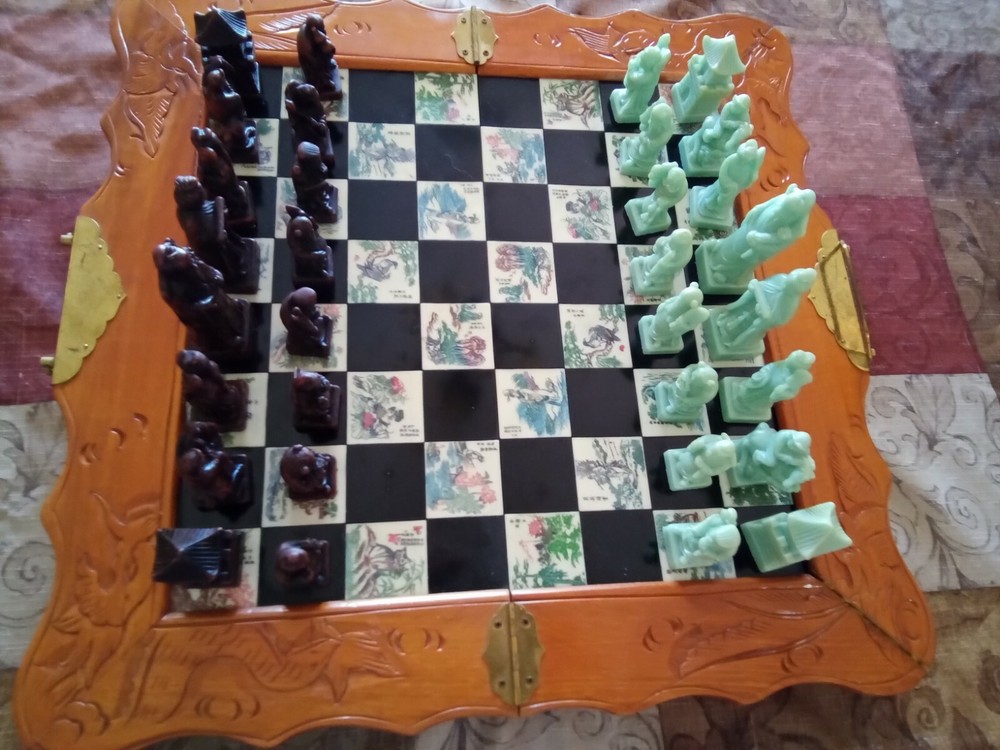 Ornate Asian vintage Chess Set