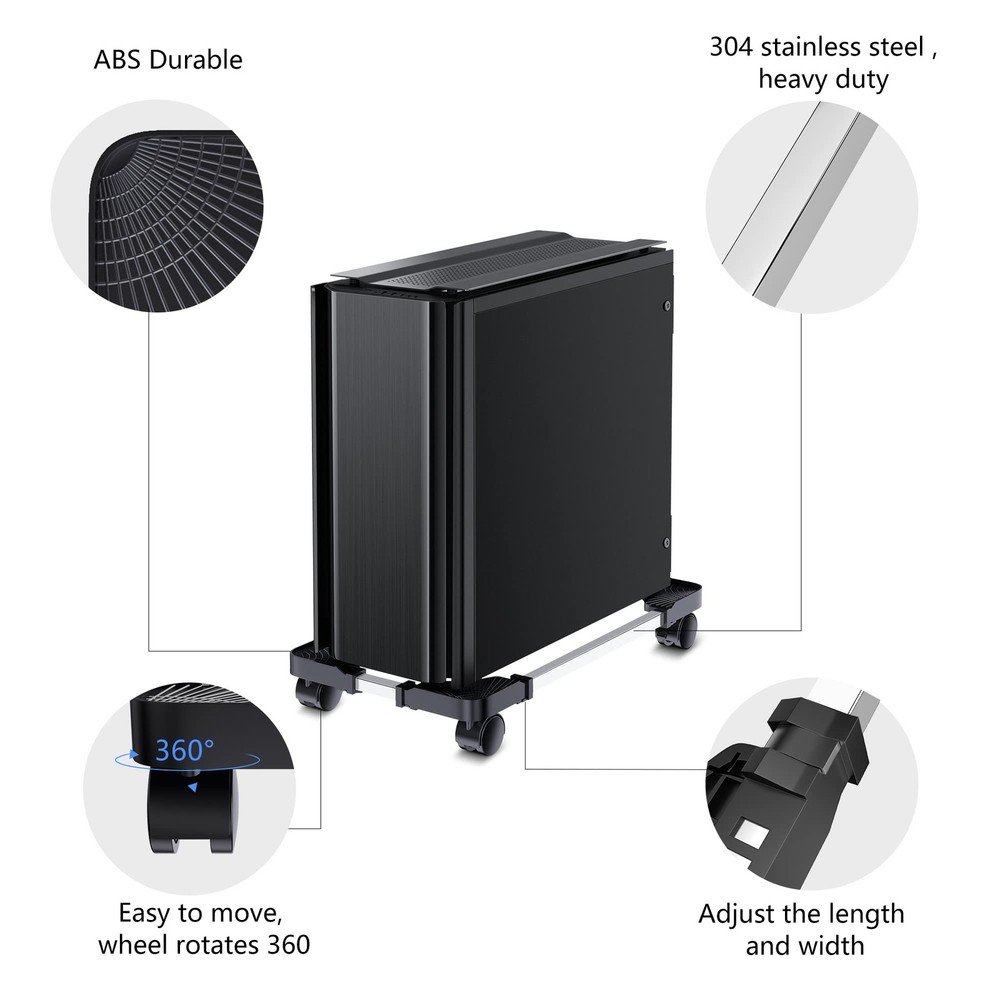 LABOBOLE Computer Tower Stand - Adjustable PC for Most Desktop Towers, Black