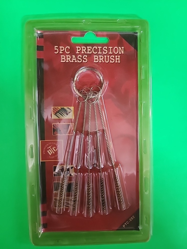 5pc Precision BRASS BRUSH set on METAL STORAGE Ring