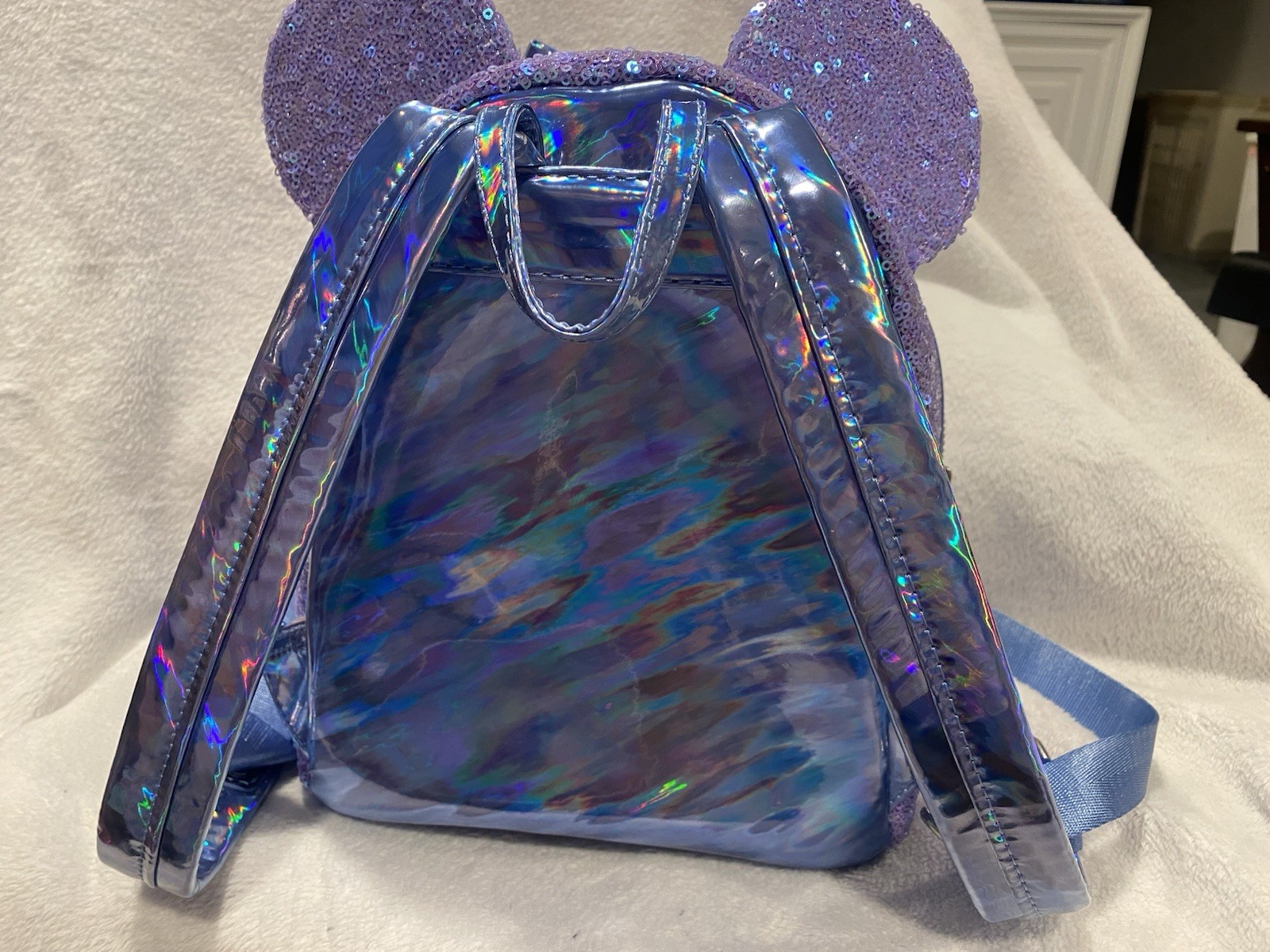 NWOT Loungefly Disney Minnie Mouse Purple Sequin Celebration Mini Backpack