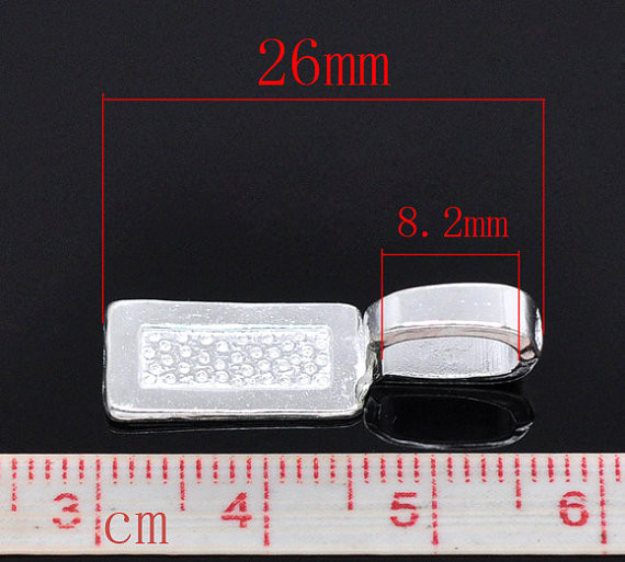 50 pcs. Silver Plated LARGE Glue On Bails - 21x7mm
