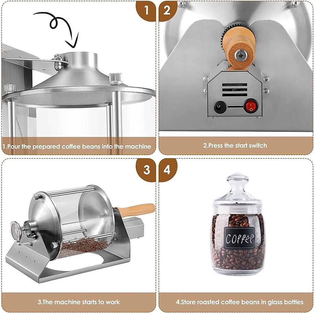 Coffee Roaster Coffee Beans Roasting Machine Direct Fire Roaster Capacity 500G
