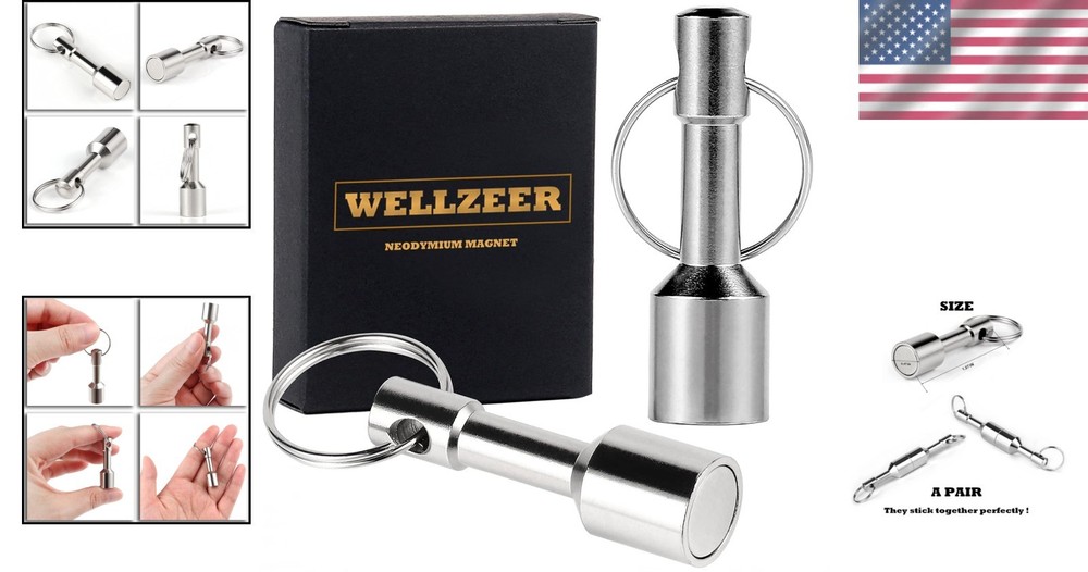 Compact 2-Pack Keychain Magnets for Brass, Gold & Silver Testing - Strong Hold