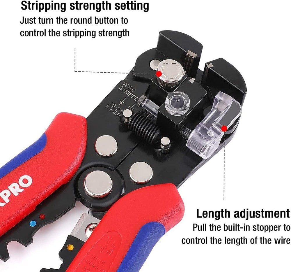 WORKPRO Wire Stripper Set, 8-Inch Multi-Tool and 8 INCH, Red, Blue