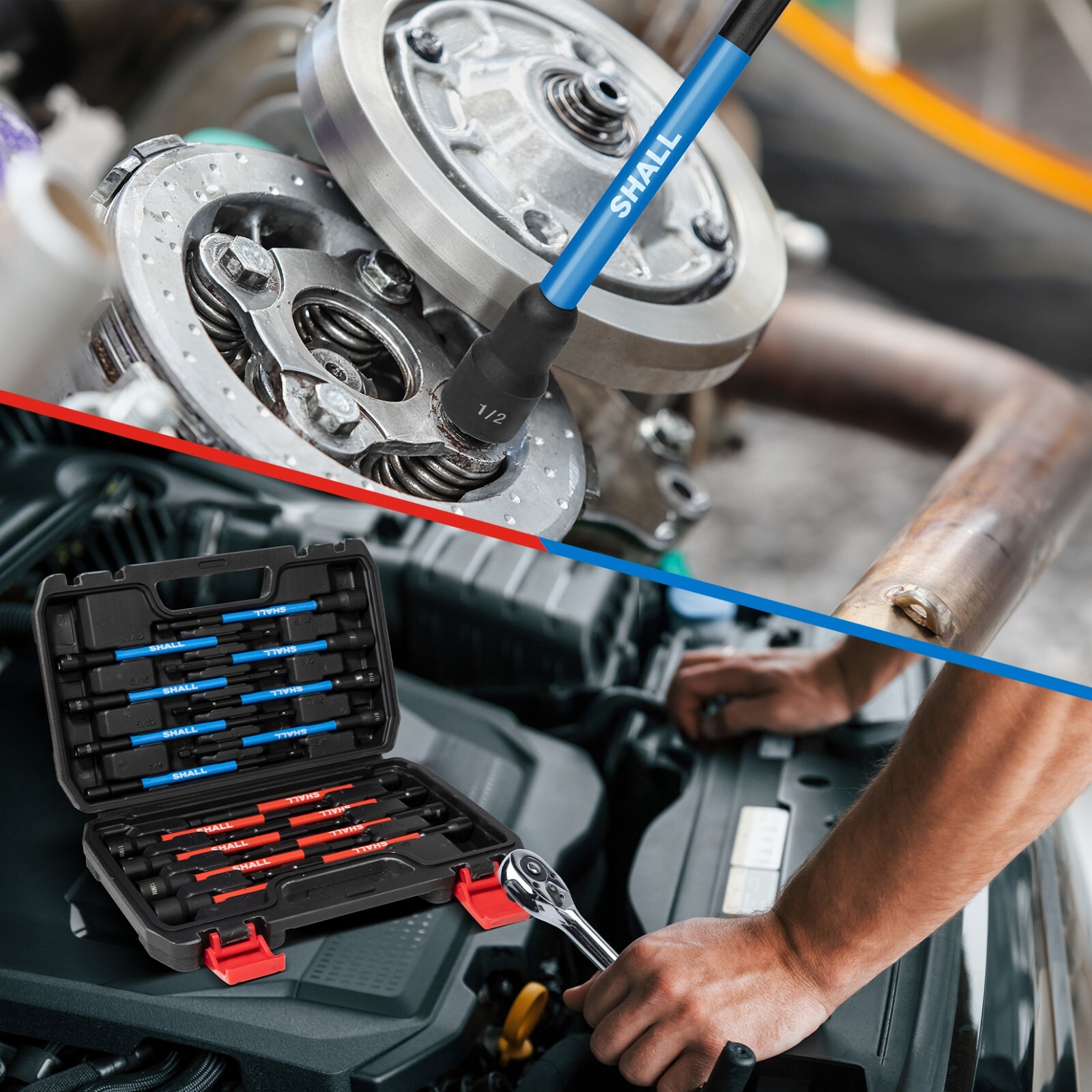 SHALL 16PCS Magnetic Nut Driver Set 6" Long for Impact Drill