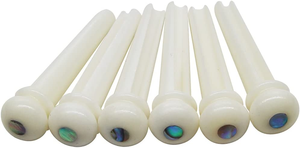 6Pcs Guitar Bone Bridge Pins Replacement Parts with Abalone Dot