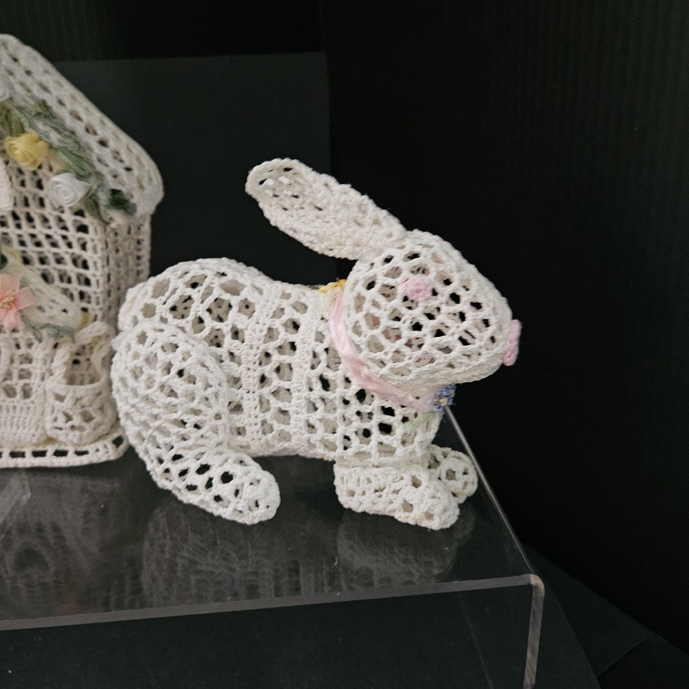 Crochet Easter Bunny & Spring Cottage House 7"