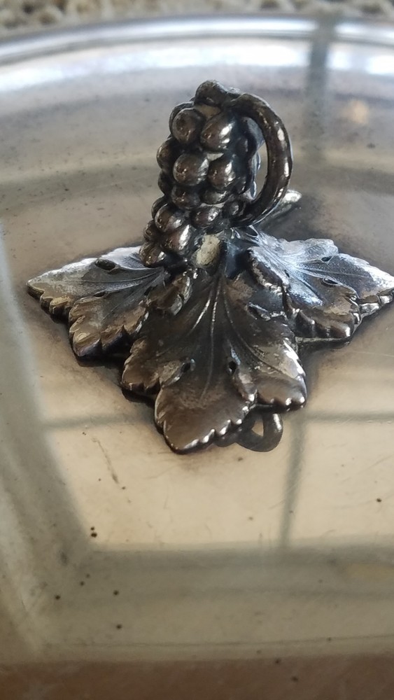 Silver Plate Round Replacement Lid Only for Casserole Serving Bowl w Grape 4011