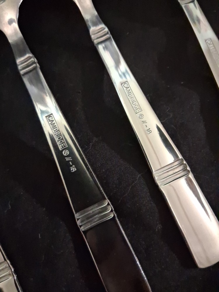 58 Pc Set Cambridge Braylen Mirror Stainless Bands Flatware Silverware