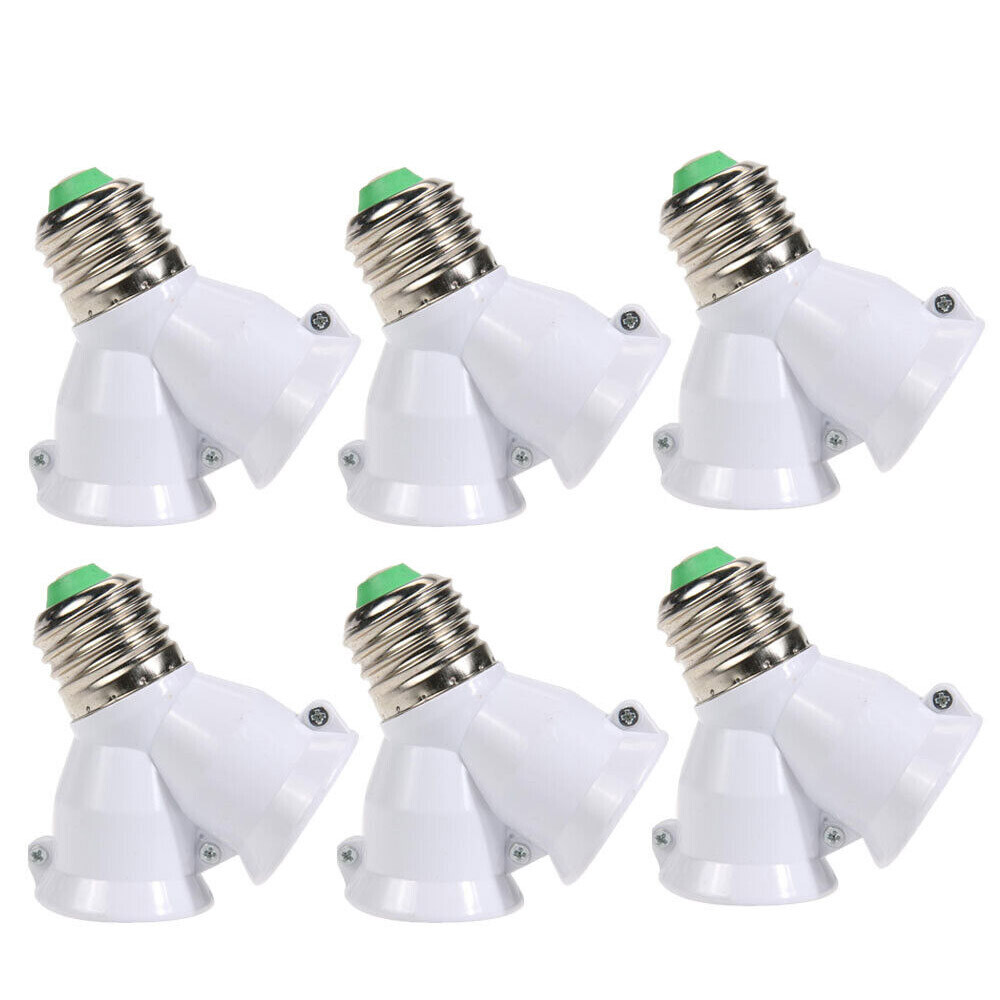 6x Lamp 2in1 E27 Socket Splitter Adapter Light Double Y Bulb Base Stand Holder