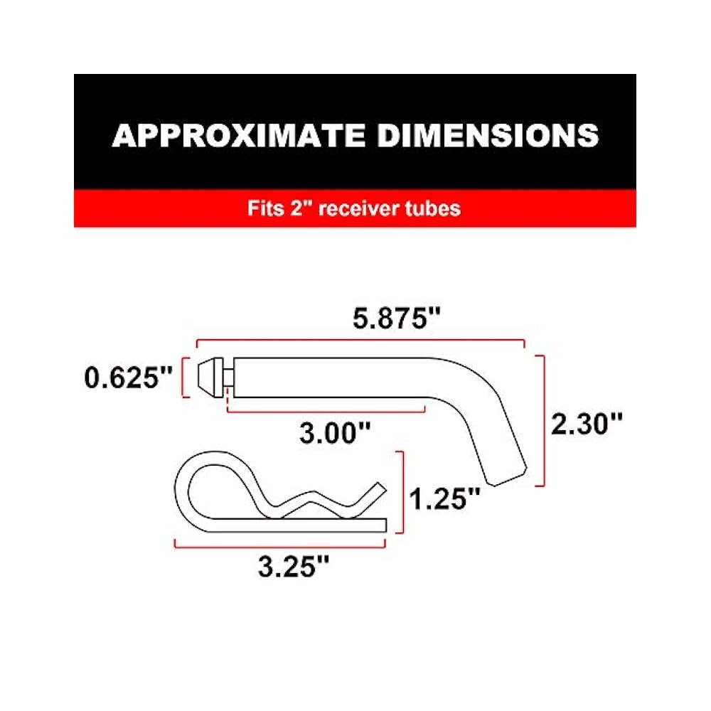 5/8" Diameter Trailer Hitch Locking Pin, 2" Shank, Reliable