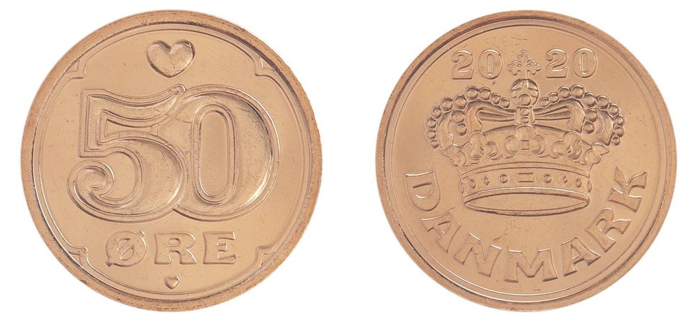 Denmark 50 Ore, 2020, KM #866, Mint
