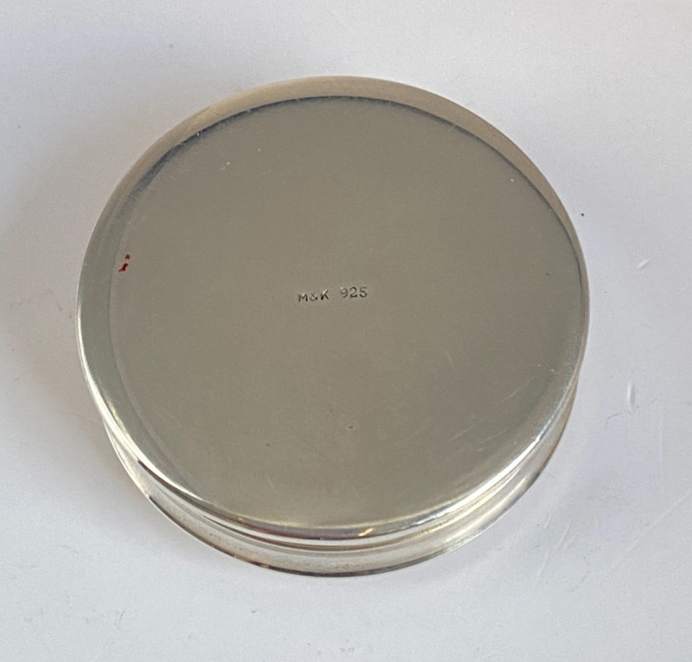 Antique c1910 Austrian Heavy Solid Silver Pill Trinket Box Gilt Interior