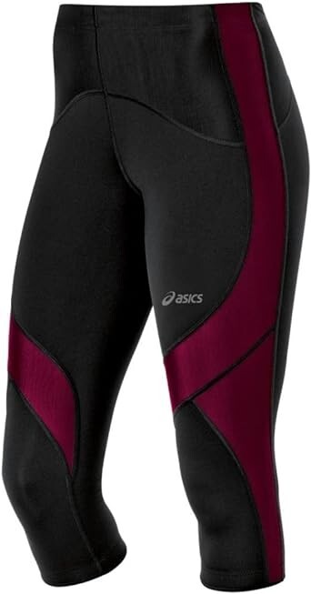 NIB - ASICS Women's Leg Balance Compression Knee Tights - Black/Deep Ruby - XS