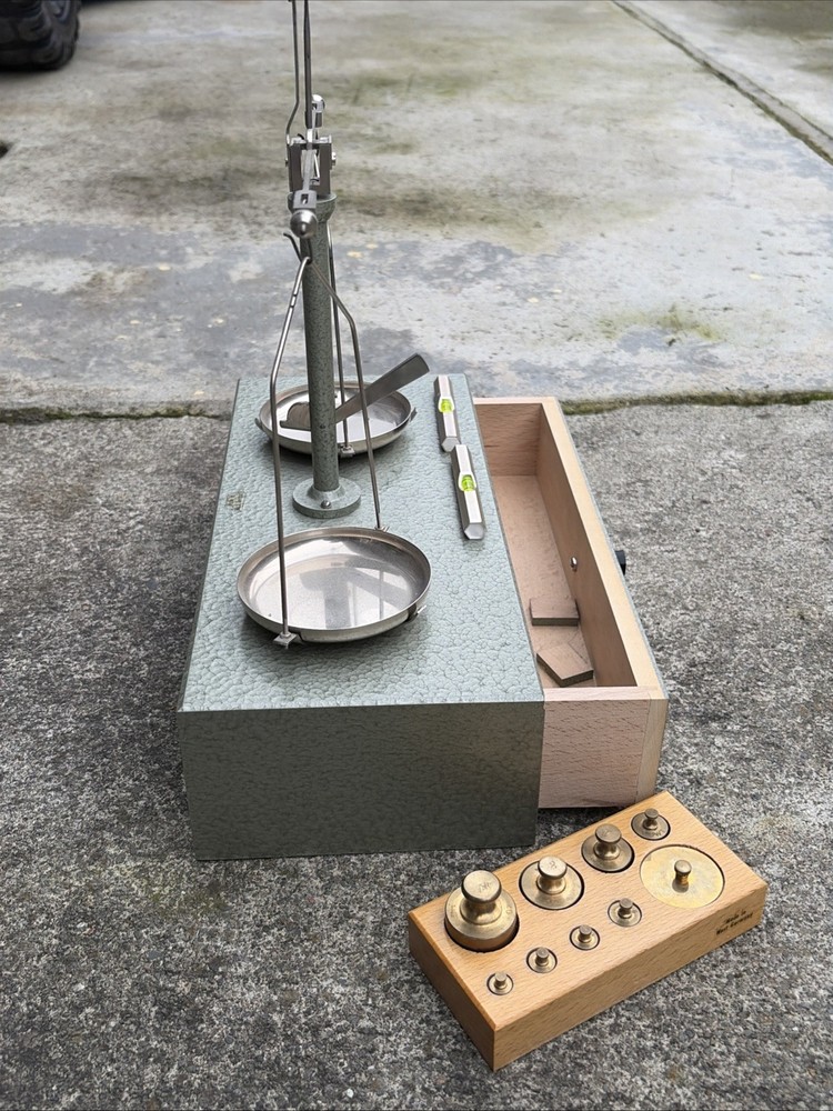 Vintage Equal Arm Scale & Weight Set, West Germany Complete