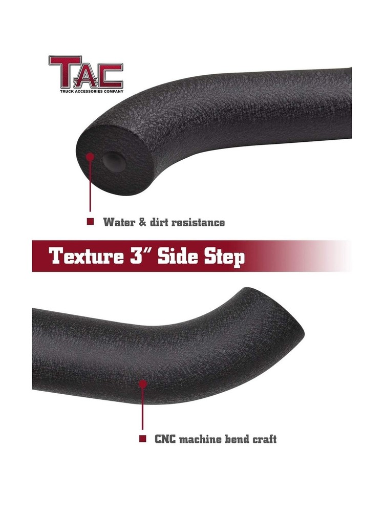 TAC 3” Side Steps Running Boards Texture Black Compatible with 2019-2025 T