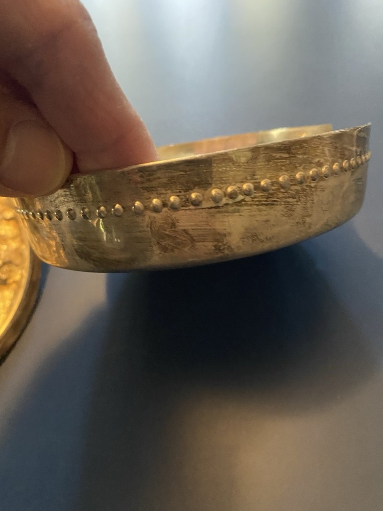 Vintage Unmarked Covered Iron/Silver Candy Dish - Round 6”