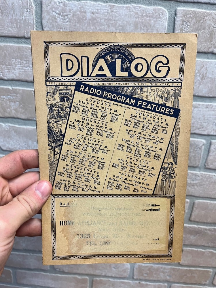 Vintage Dialog Radio Program Features Henry Advertising Stations Guide 1925