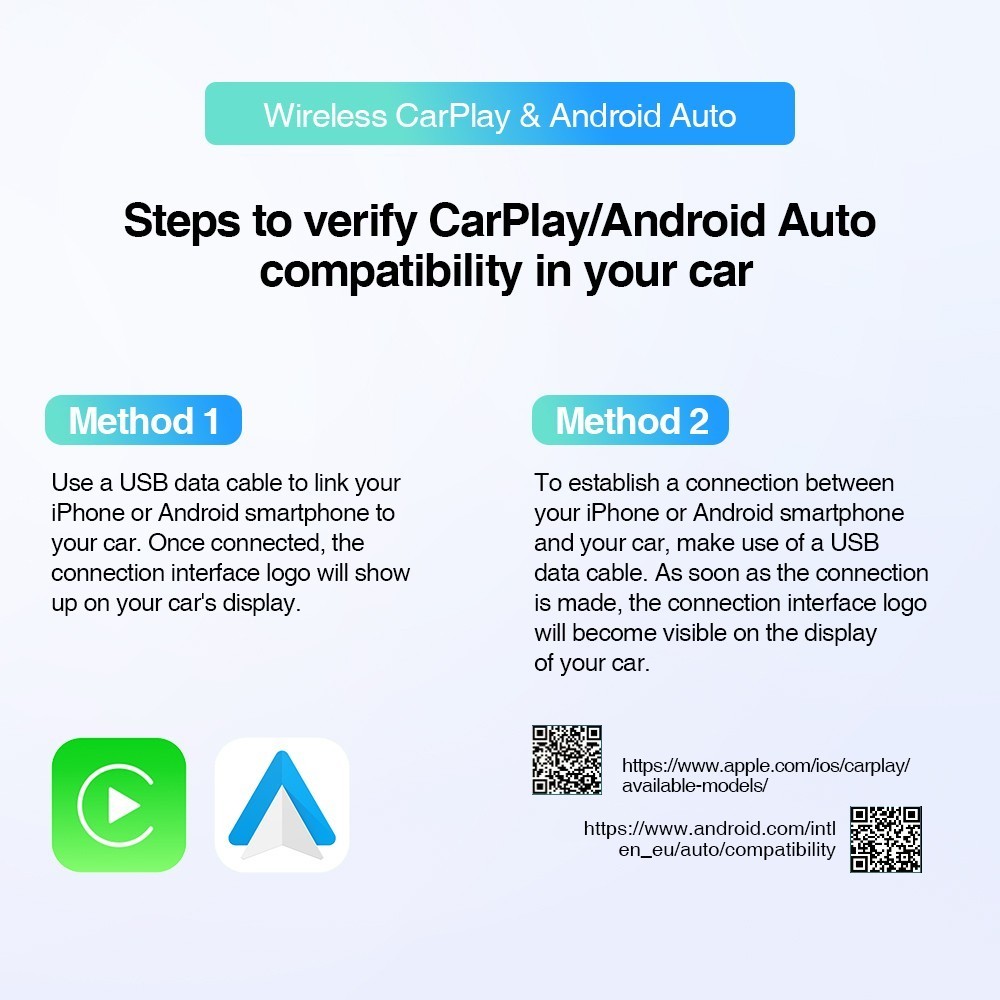 USB Wireless CarPlay Adapter for Apple iPhone & Android Auto Dongle Plug ＆ Play